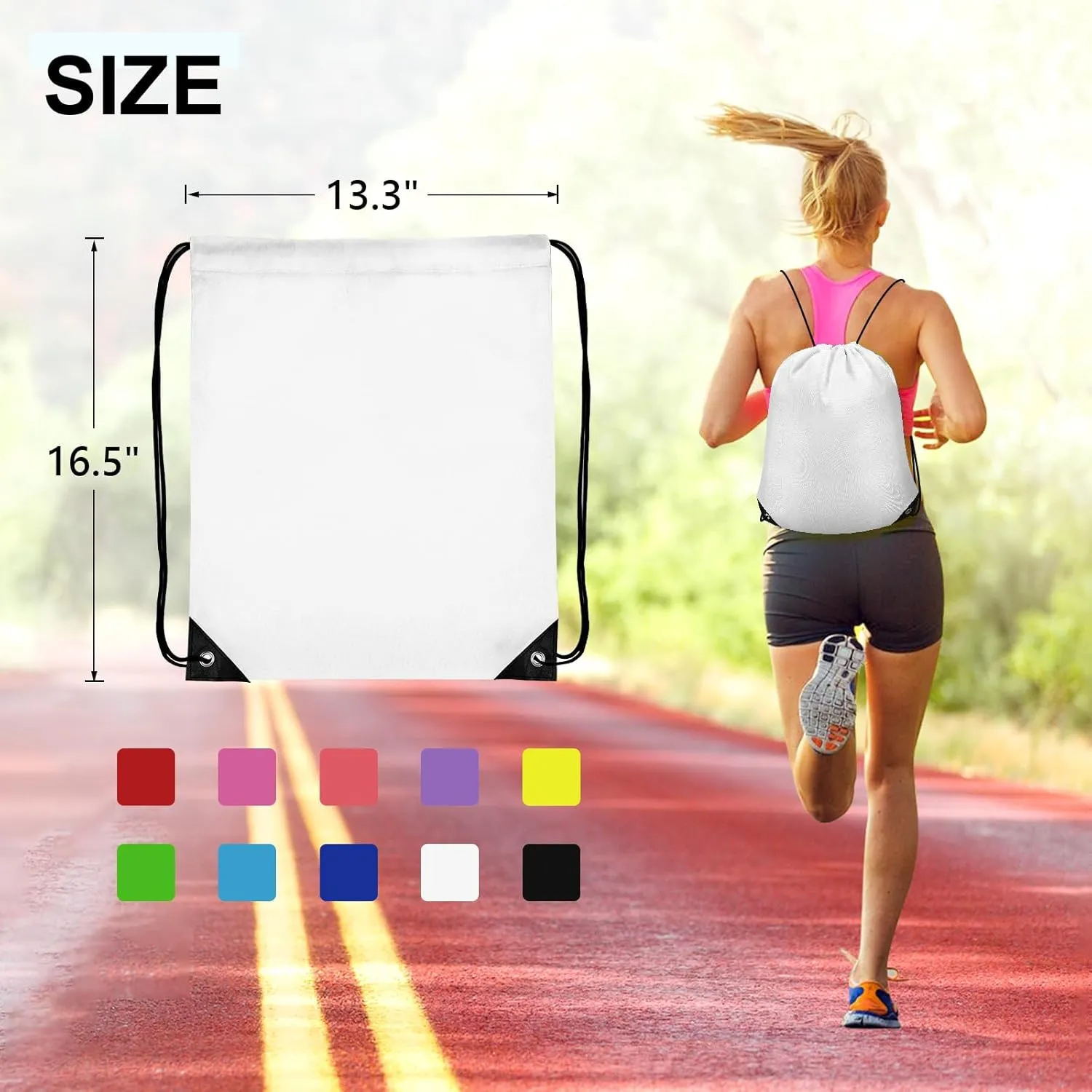 50Pcs Drawstring Backpack Bulk Cinch Bag, Drawstring Bags Polyester for Gym Sports Beach Party Trip (White)