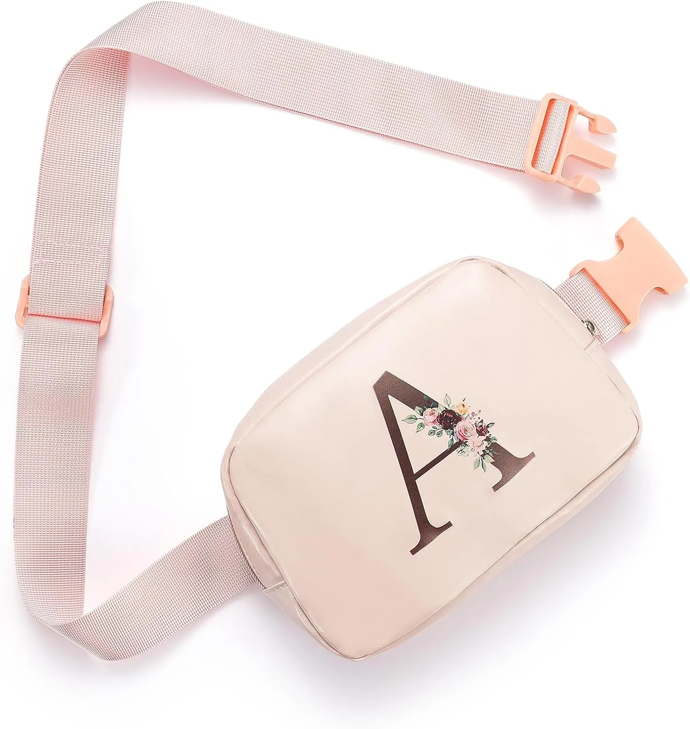 Belt Bag Fanny Pack for Women, Leather Belt Bag with Initial Letter Fashionable Crossbody Bag Waist Bag with Adjustable Strap for Traveling Hiking, Birthday Christmas Gifts for Women Girls Mom (A)