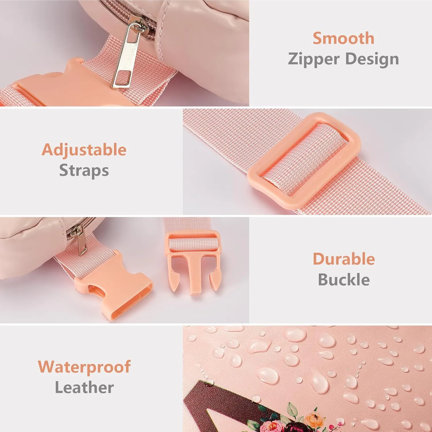 Belt Bag Fanny Pack for Women, Leather Belt Bag with Initial Letter Fashionable Crossbody Bag Waist Bag with Adjustable Strap for Traveling Hiking, Birthday Christmas Gifts for Women Girls Mom (A)