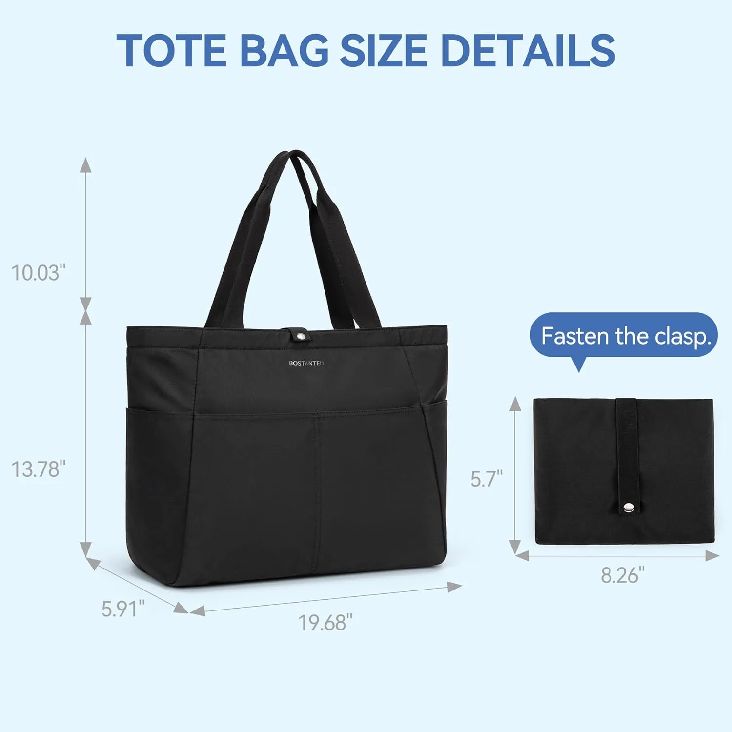 BOSTANTEN Travel Tote Bags for Women Foldable Beach Bag Waterproof Zipper Gym Sports Shopping Bag Trolley Sleeve