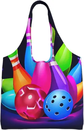 (Bowling Balls) Large Tote Shoulder Bag Fashion Canvas Handbag Reusable Shopping Bag Travel Bag For Women