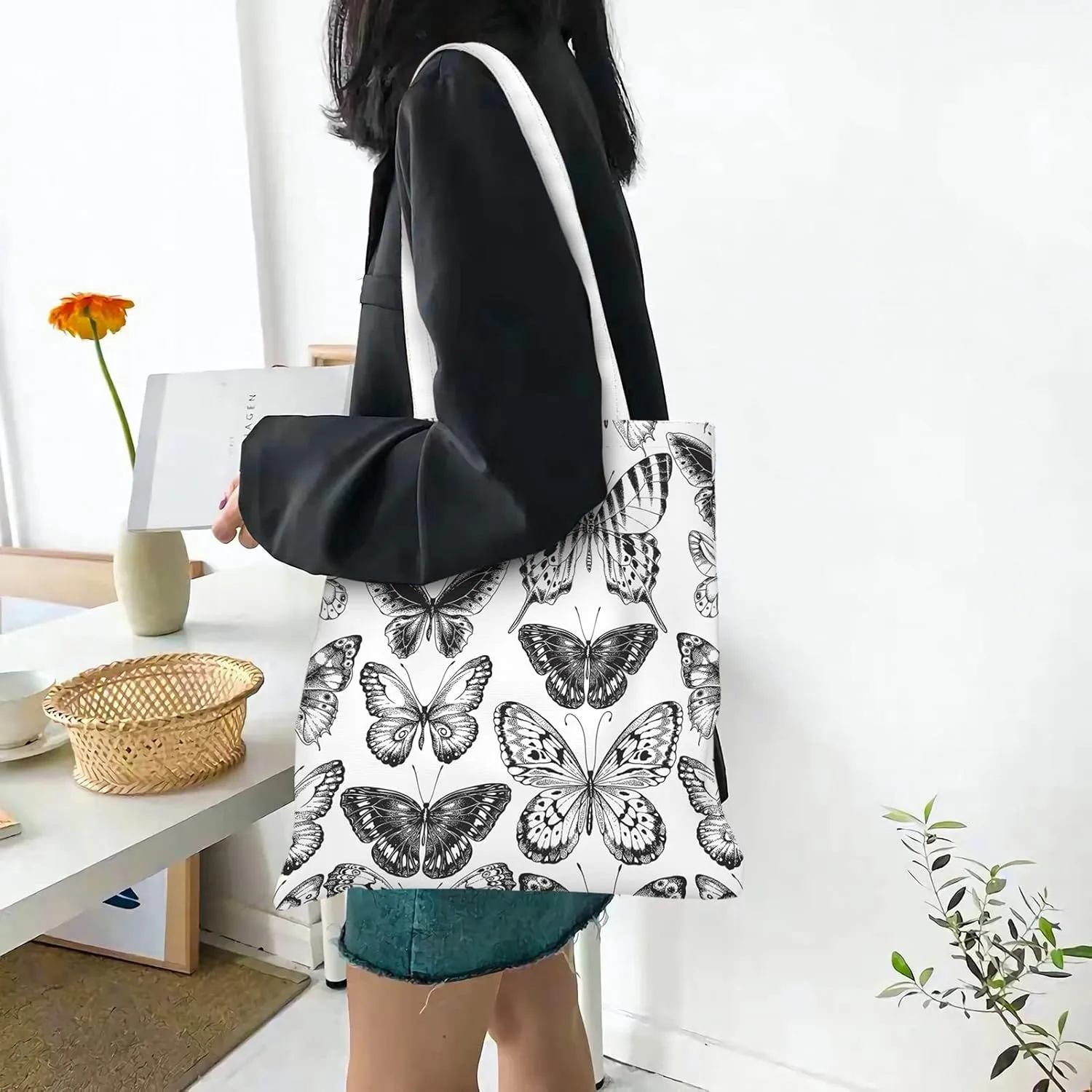 Canvas Tote BagFunny Birthday Reusable Large Shopping Shoulder Tote Bag For Women