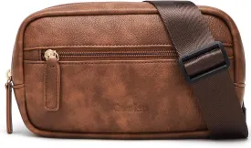 Cnoles Belt Bag for Women Fashion Waist Bag Vegan Leather Fanny Pack Crossbody Bags for Women With Adjustable Straps Brown