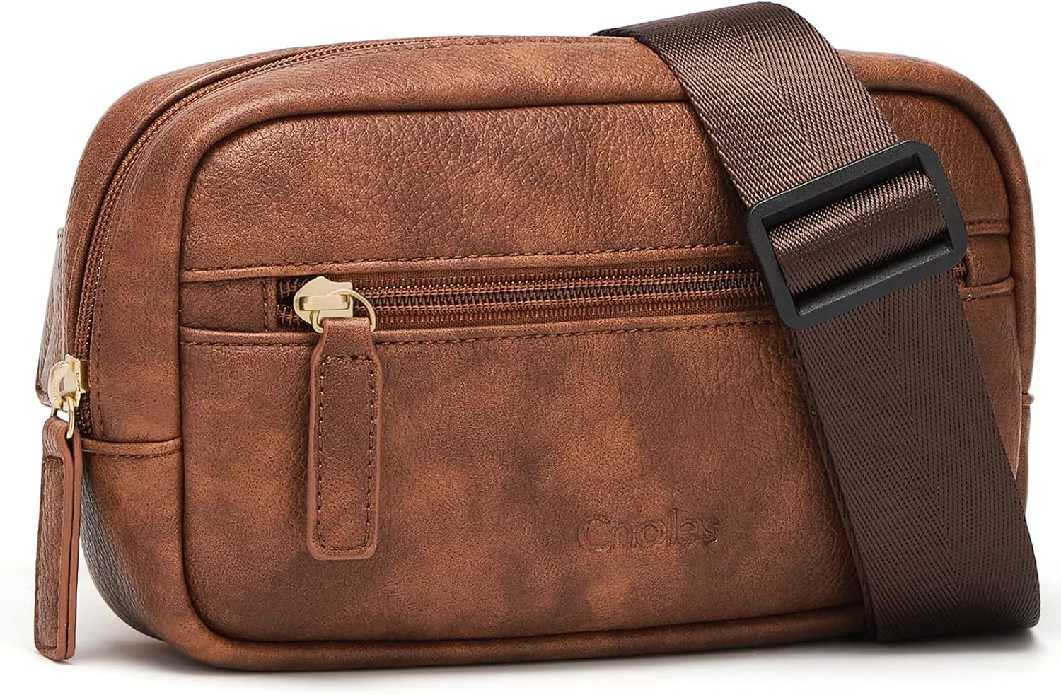 Cnoles Belt Bag for Women Fashion Waist Bag Vegan Leather Fanny Pack Crossbody Bags for Women With Adjustable Straps Brown