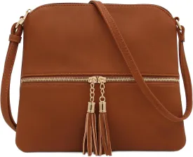 DELUXITY Lightweight Medium Crossbody Bag with Tassel