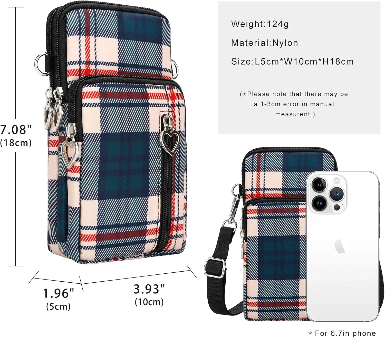 DOB SECHS Small Crossbody Wallet Phone Bag Shoulder Strap Wallet Pouch for Women Mini Crossbody Cell Phone Purse