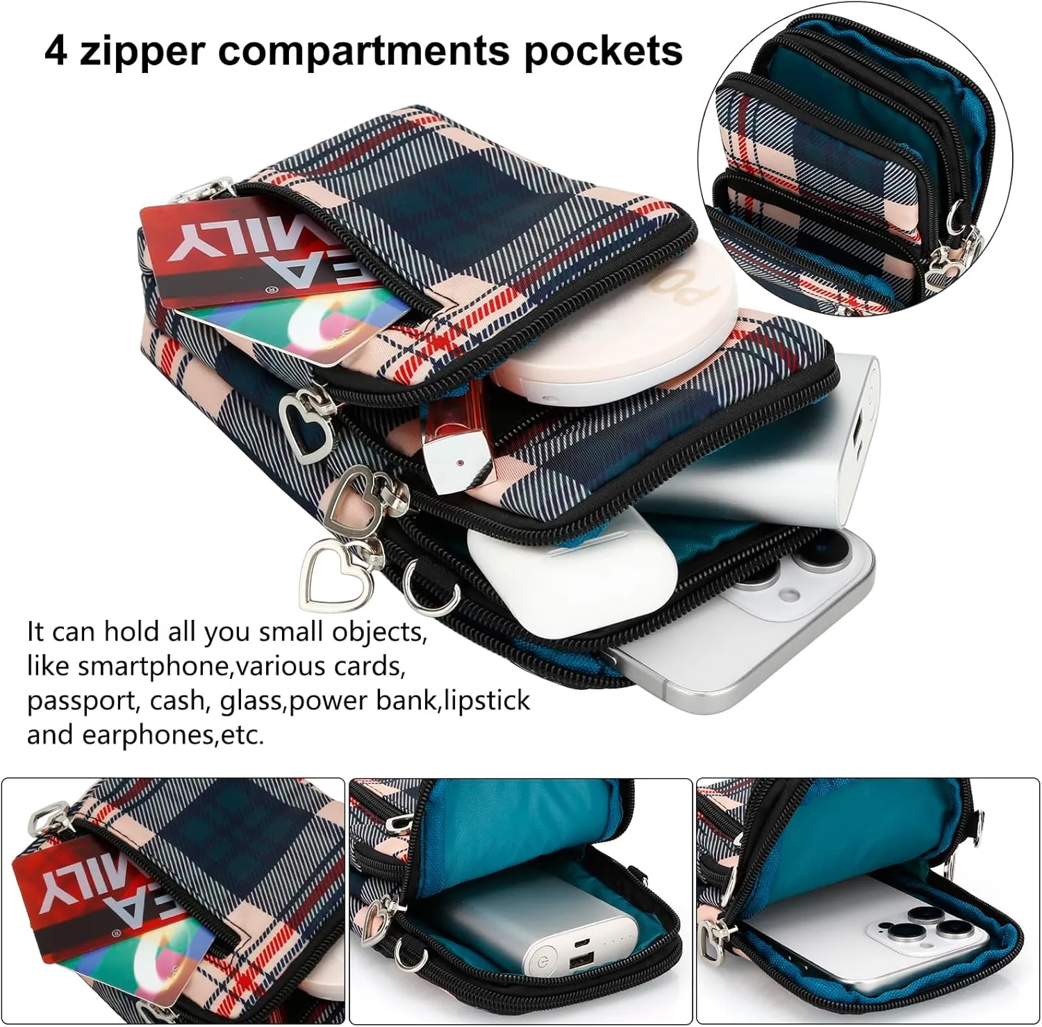 DOB SECHS Small Crossbody Wallet Phone Bag Shoulder Strap Wallet Pouch for Women Mini Crossbody Cell Phone Purse