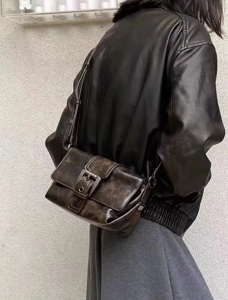 Fashion Women Shoulder Bag Pu leather Messenger Bag Simple Crossbody Bag Solid Color Soft Lightweight Underarm Bag