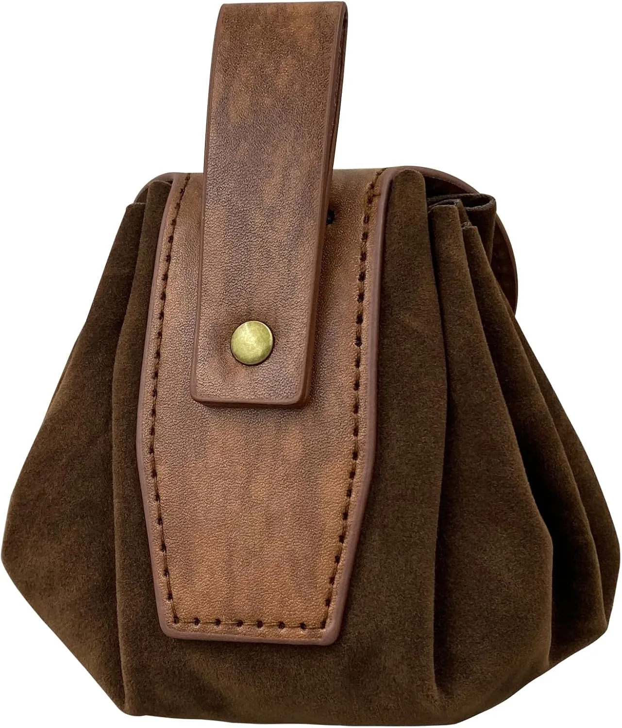 HiiFeuer Medieval Embossed Faux Leather Belt Pouch, Retro Renaissance Portable Belt Bag Coin Purse Dice Bag for LARP Ren Faire (Brown C)