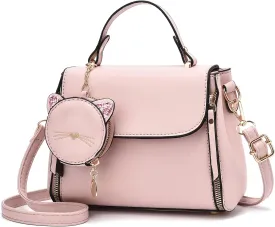 I IHAYNER Fashion Purses and Handbags for Women Top Handle Bag Girls Small Crossbody Shoulder Bag for Ladies with Kitty Purse
