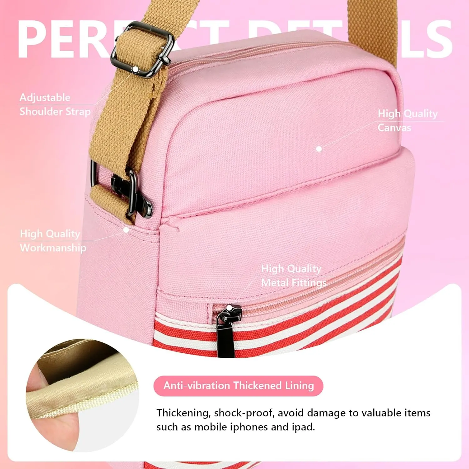 Kemy's Small Canvas Crossbody Bag for Teen Girls, Lightweight Messenger Shoulder Bags Cross Body Purse for Girls and Women