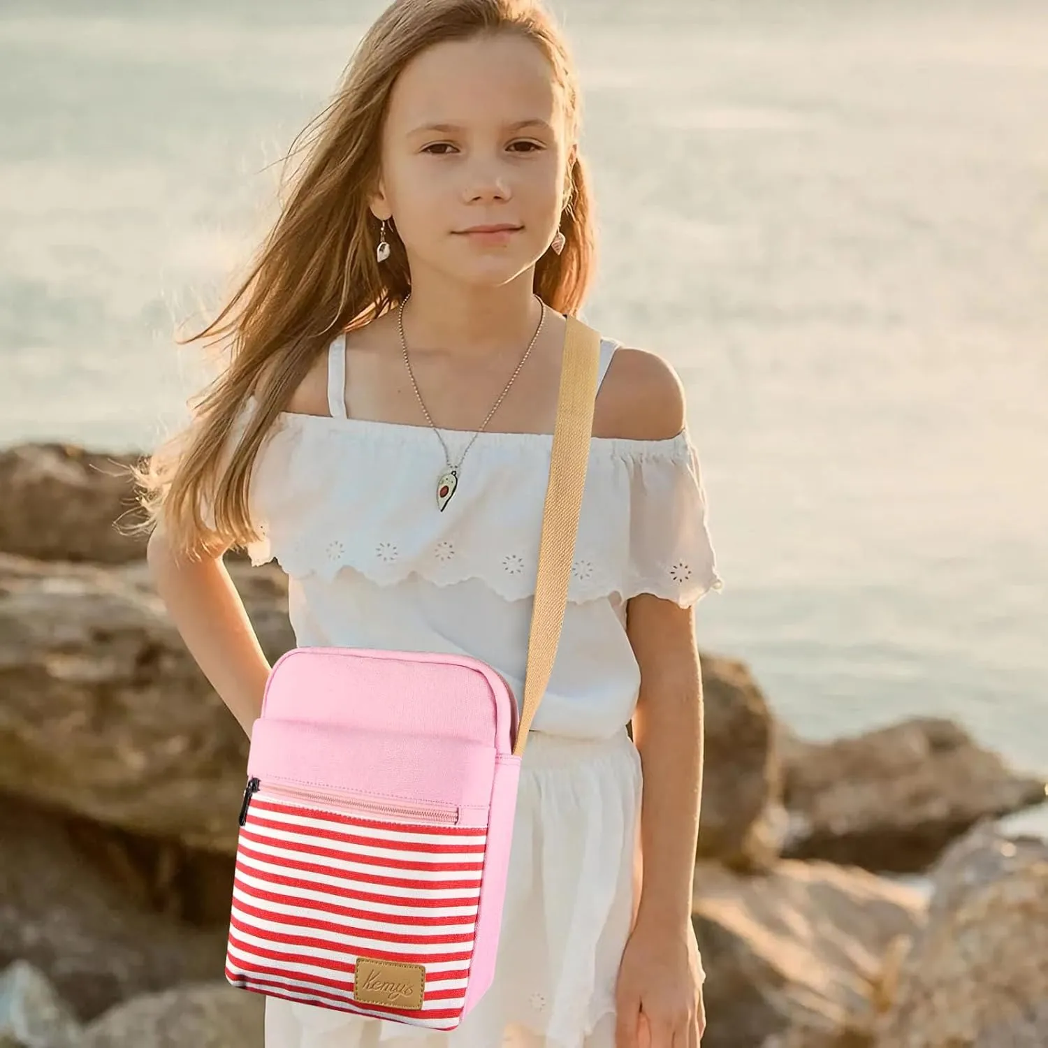 Kemy's Small Canvas Crossbody Bag for Teen Girls, Lightweight Messenger Shoulder Bags Cross Body Purse for Girls and Women