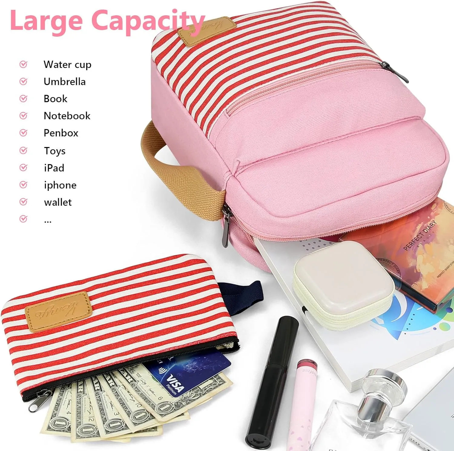 Kemy's Small Canvas Crossbody Bag for Teen Girls, Lightweight Messenger Shoulder Bags Cross Body Purse for Girls and Women