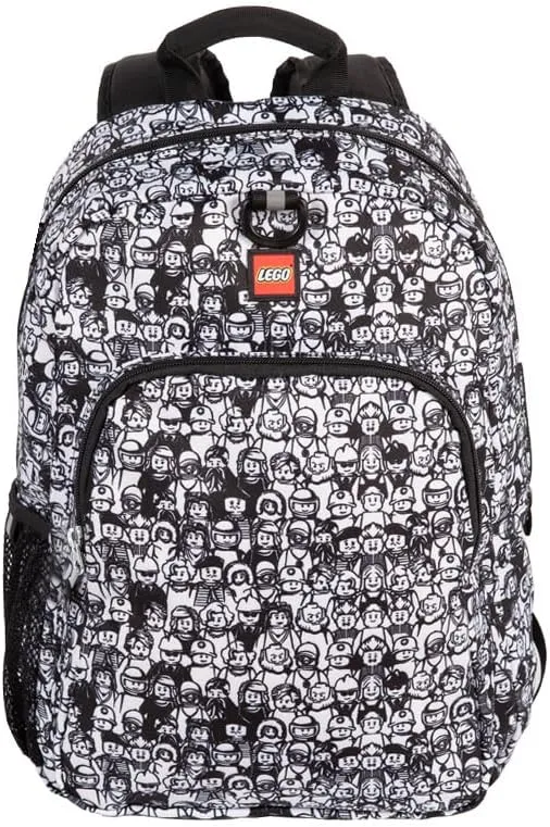 LEGO Iconic Prints Kids School Backpack Bookbag, for Travel, On-the-Go, Back to School, Boys and Girls, with Adjustable Padded Straps and Fun patterns, Crowd Color Me