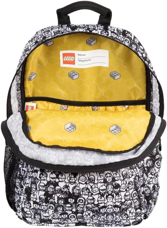 LEGO Iconic Prints Kids School Backpack Bookbag, for Travel, On-the-Go, Back to School, Boys and Girls, with Adjustable Padded Straps and Fun patterns, Crowd Color Me