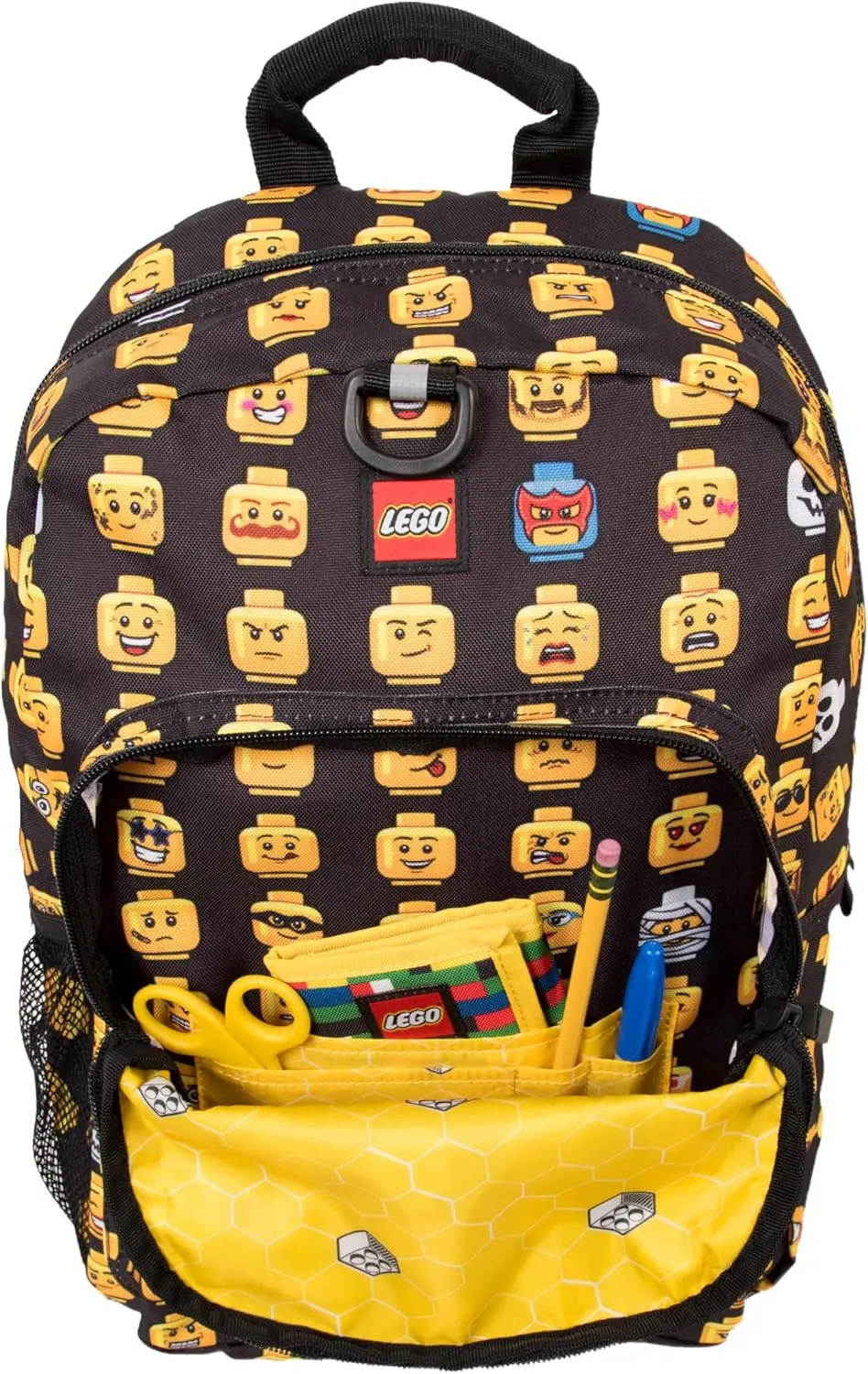LEGO Iconic Prints Kids School Backpack Bookbag, for Travel, On-the-Go, Back to School, Boys and Girls, with Adjustable Padded Straps and Fun patterns, Minifigure