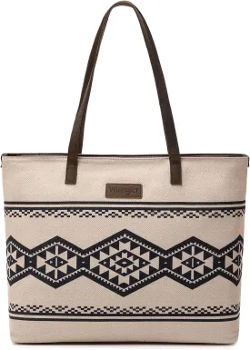 Montana West Wrangler Tote Bag for Women Canvas Shoulder Handbag Aztec Purse