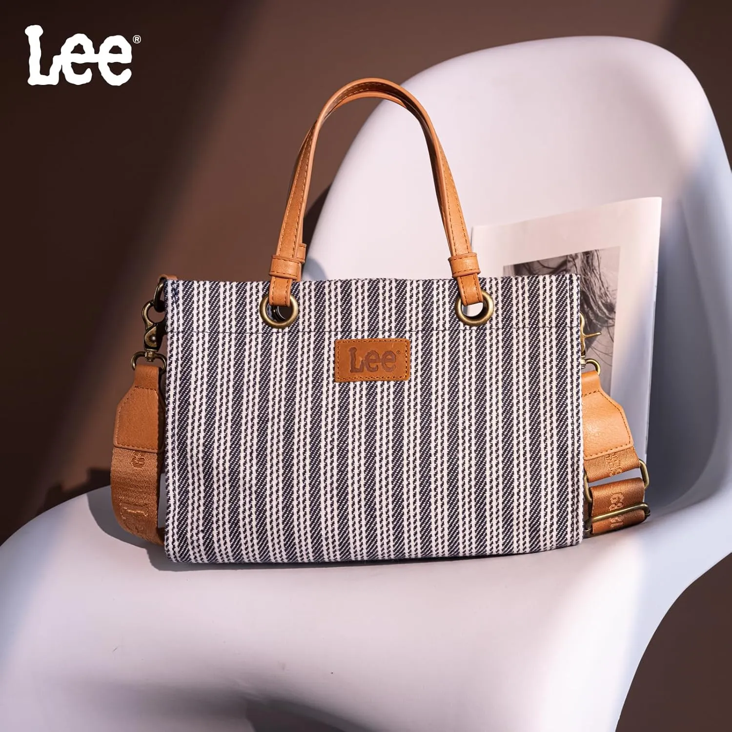 Montana West x Lee Small Tote Bag for Women Work, Stripe Crossbody Bag Top-handle Handbags