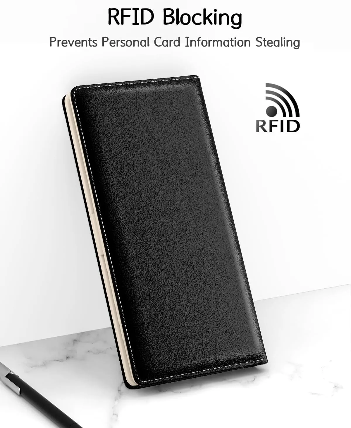 Nipichsha Womens Wallet, RFID Slim Wallets for Women, Thin Ladies Credit Card Holder Purse, Cute Leather Bifold Clutch Billfold with 11 Card Slots & ID Window, Black