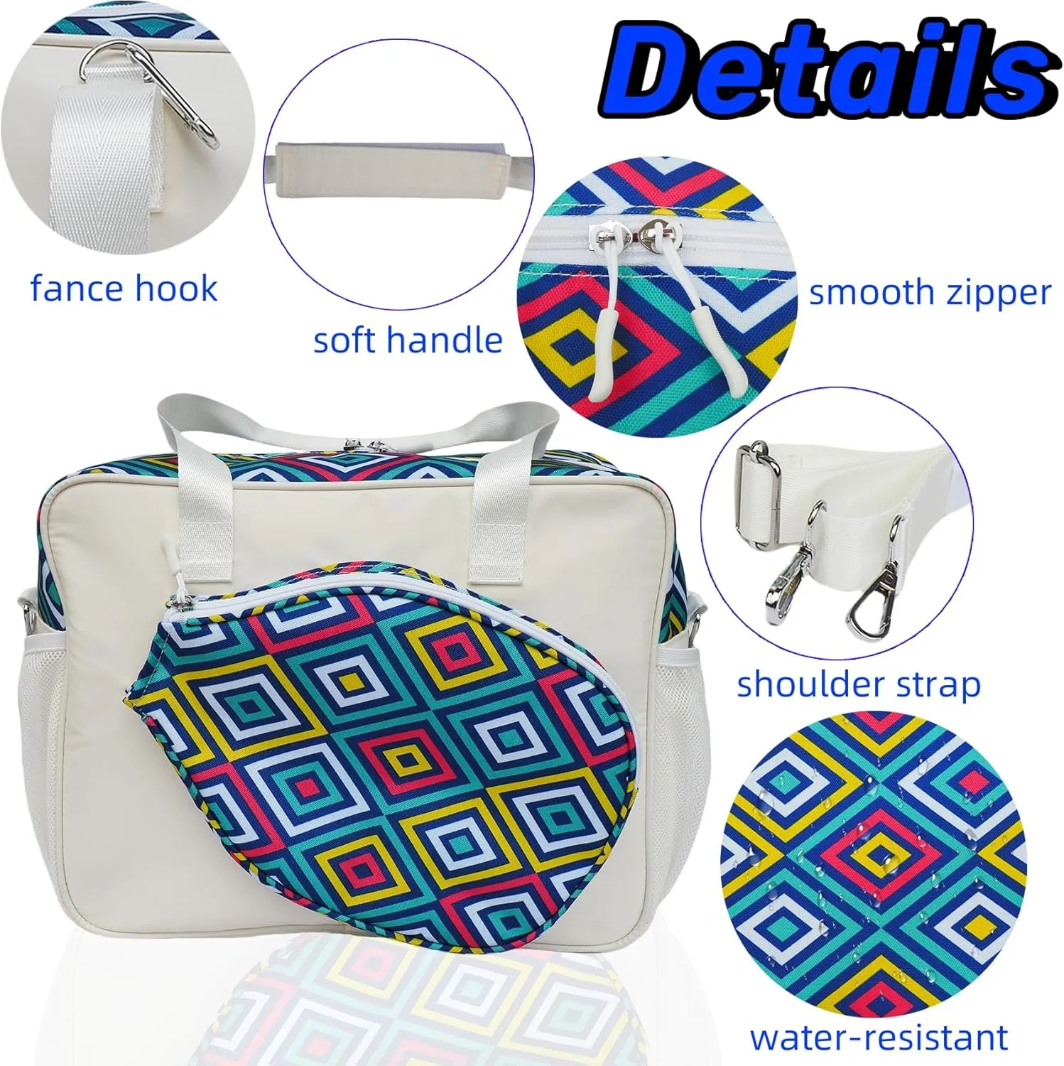 Pickleball Bag for Women, Cute Pickleball Tote Bag Crossbody Sling Paddles Shoulder Bag Large for Sports Gym Duffle