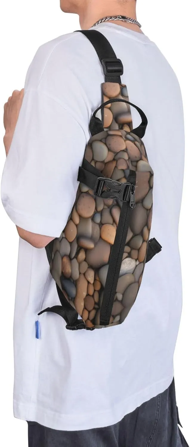 Polyester Fiber Waterproof Waist Bag -Backpack 4 Pocket Compartments Ideal for Outdoor Activities Pebbles in the beach