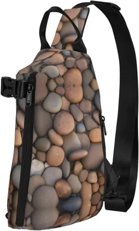 Polyester Fiber Waterproof Waist Bag -Backpack 4 Pocket Compartments Ideal for Outdoor Activities Pebbles in the beach