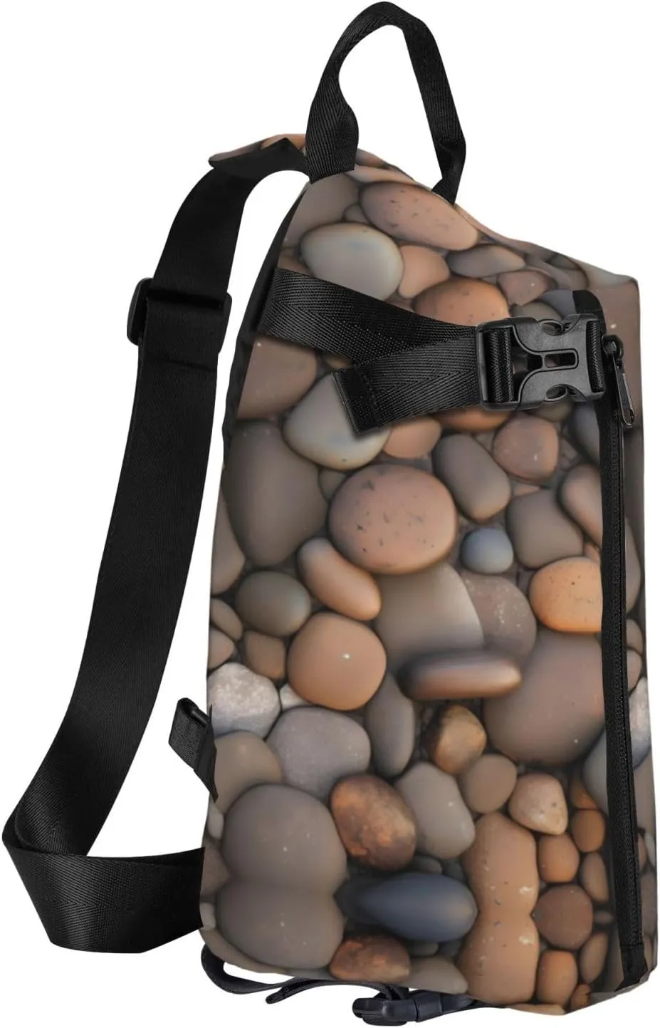 Polyester Fiber Waterproof Waist Bag -Backpack 4 Pocket Compartments Ideal for Outdoor Activities Pebbles in the beach