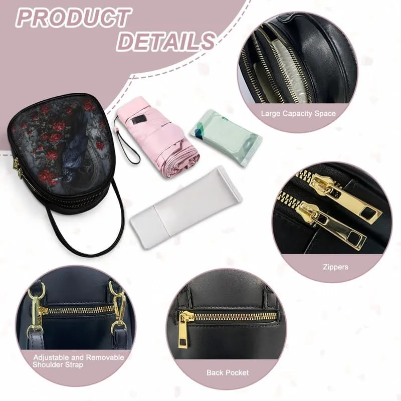 Small Crossbody Bags for Women Stained Glass Art Zip Cell Phone Purse, Vegan PU Leather Top Handle Handbags
