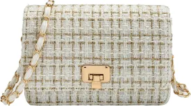Small Quilted Shoulder Bag for Women Trendy Tweed Mini Clutch Chain Handbag Purses Designer Evening Crossbody Bag