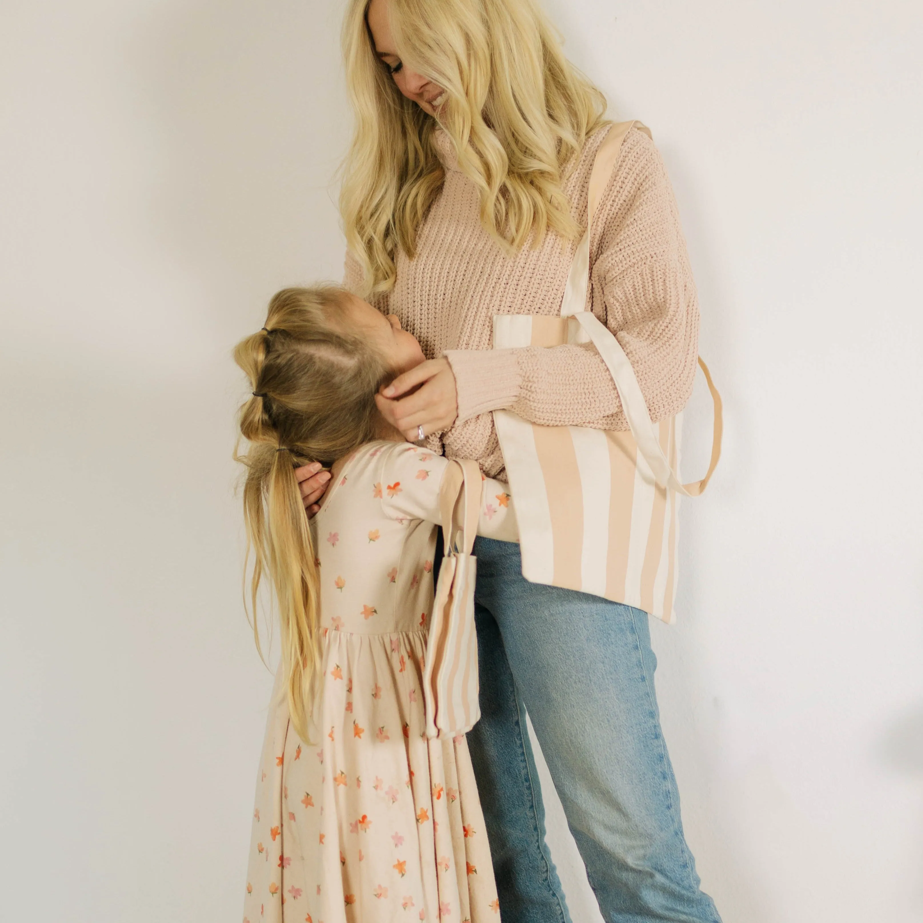 Striped Mommy   Me Tote