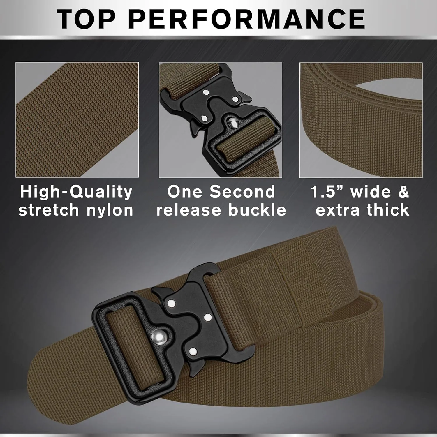 TECEUM Tactical Belt  Heavy-Duty & Quick Release  Military, Work, Rigger, Duty & Utility Belt for Men