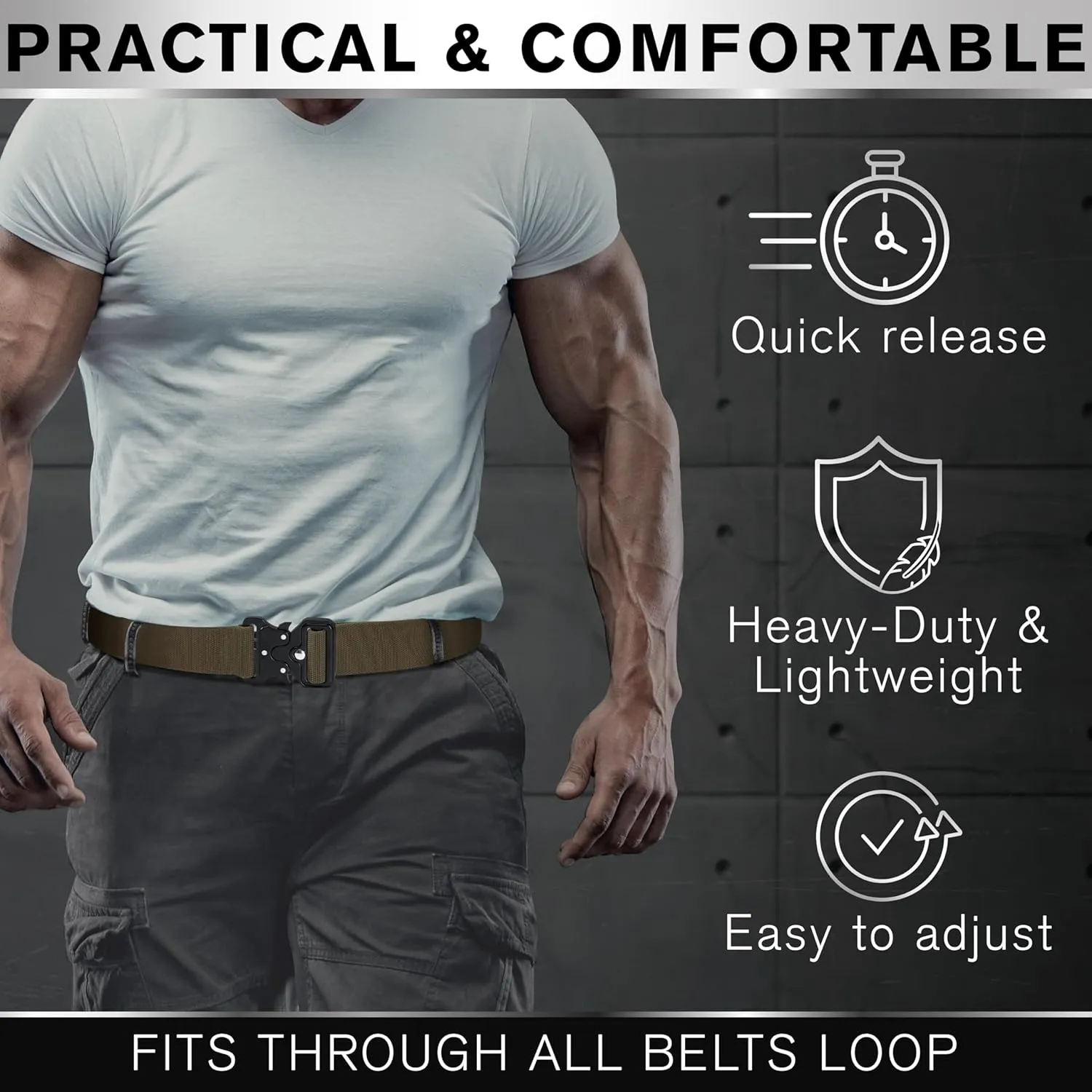 TECEUM Tactical Belt  Heavy-Duty & Quick Release  Military, Work, Rigger, Duty & Utility Belt for Men