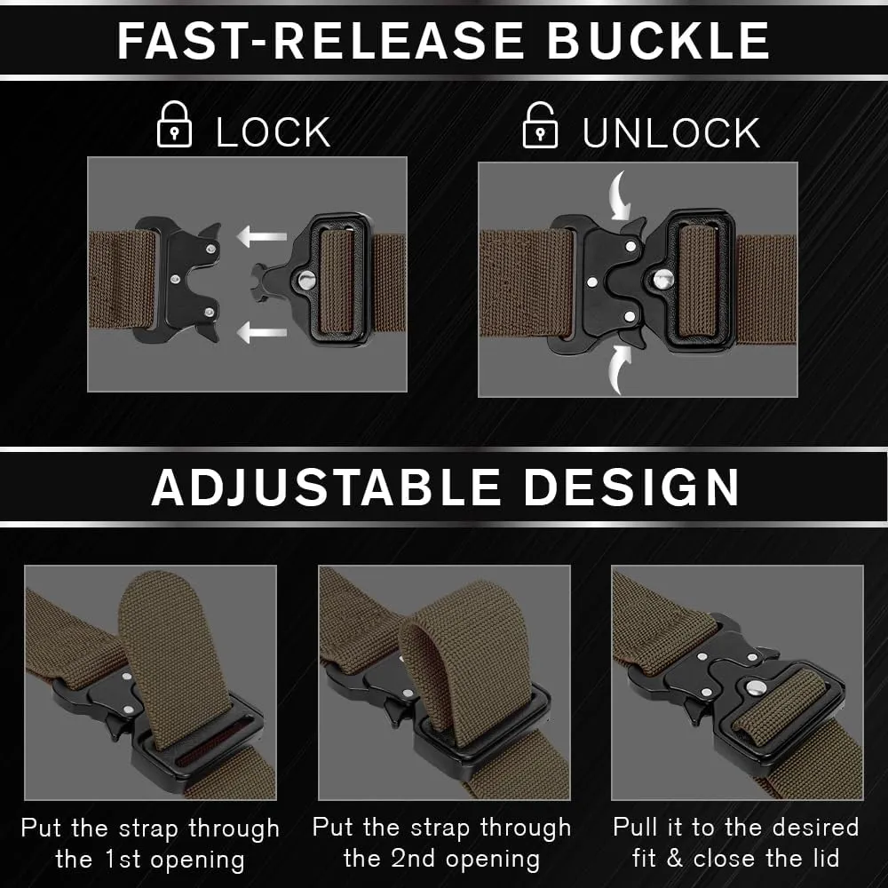 TECEUM Tactical Belt  Heavy-Duty & Quick Release  Military, Work, Rigger, Duty & Utility Belt for Men