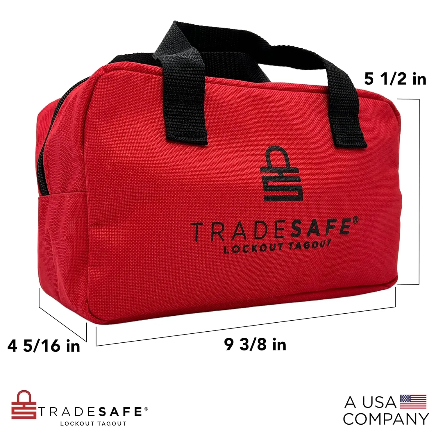 TRADESAFE Lockout Tagout Bag for Loto Devices - Polyester Canvas Lock Out Tag Out Kit Bag, Heavy Duty Lockout Bag with Handles, 9-3/8 x 5-1/2 x 4-5/16 inches
