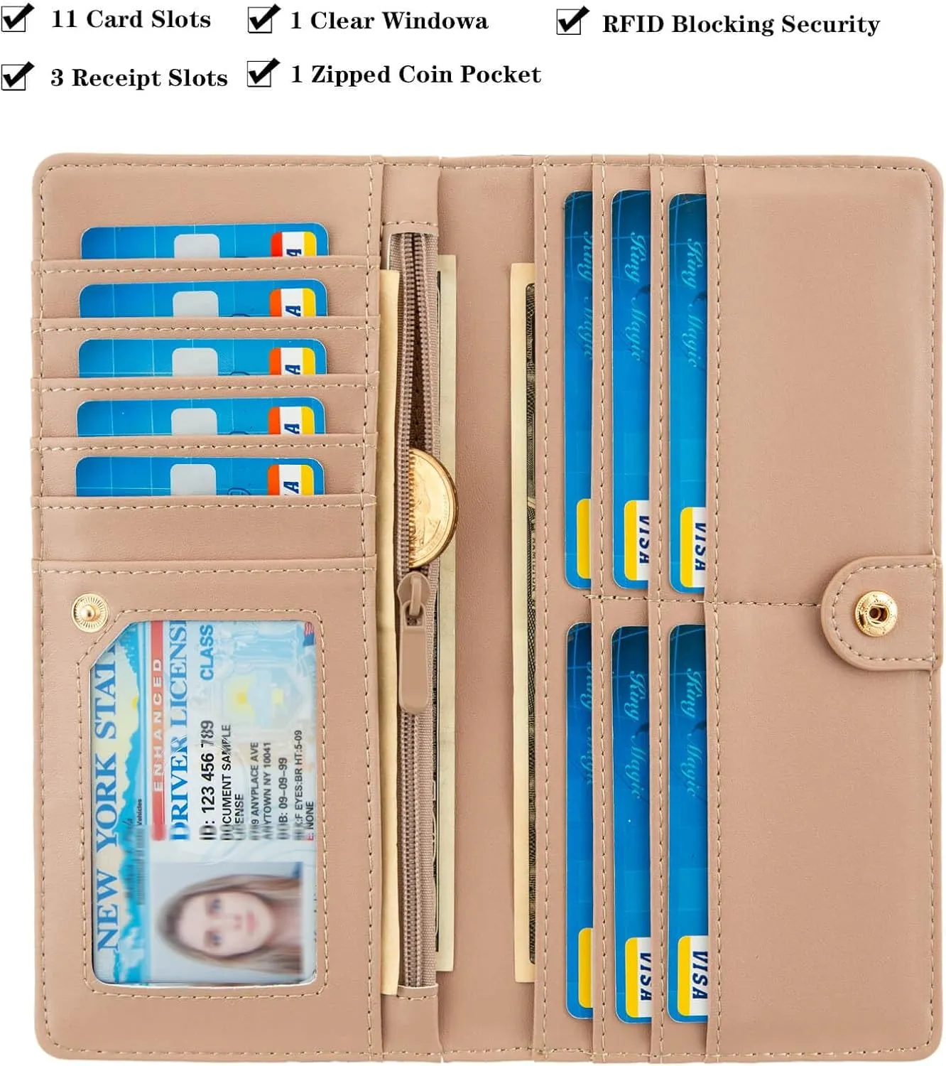 Ultra Slim Thin Leather Women Wallet Rfid Blocking Credit Card Holder Bifold Clutch (White Floral)
