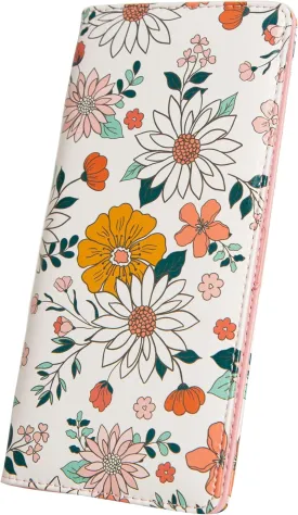 Ultra Slim Thin Leather Women Wallet Rfid Blocking Credit Card Holder Bifold Clutch (White Floral)
