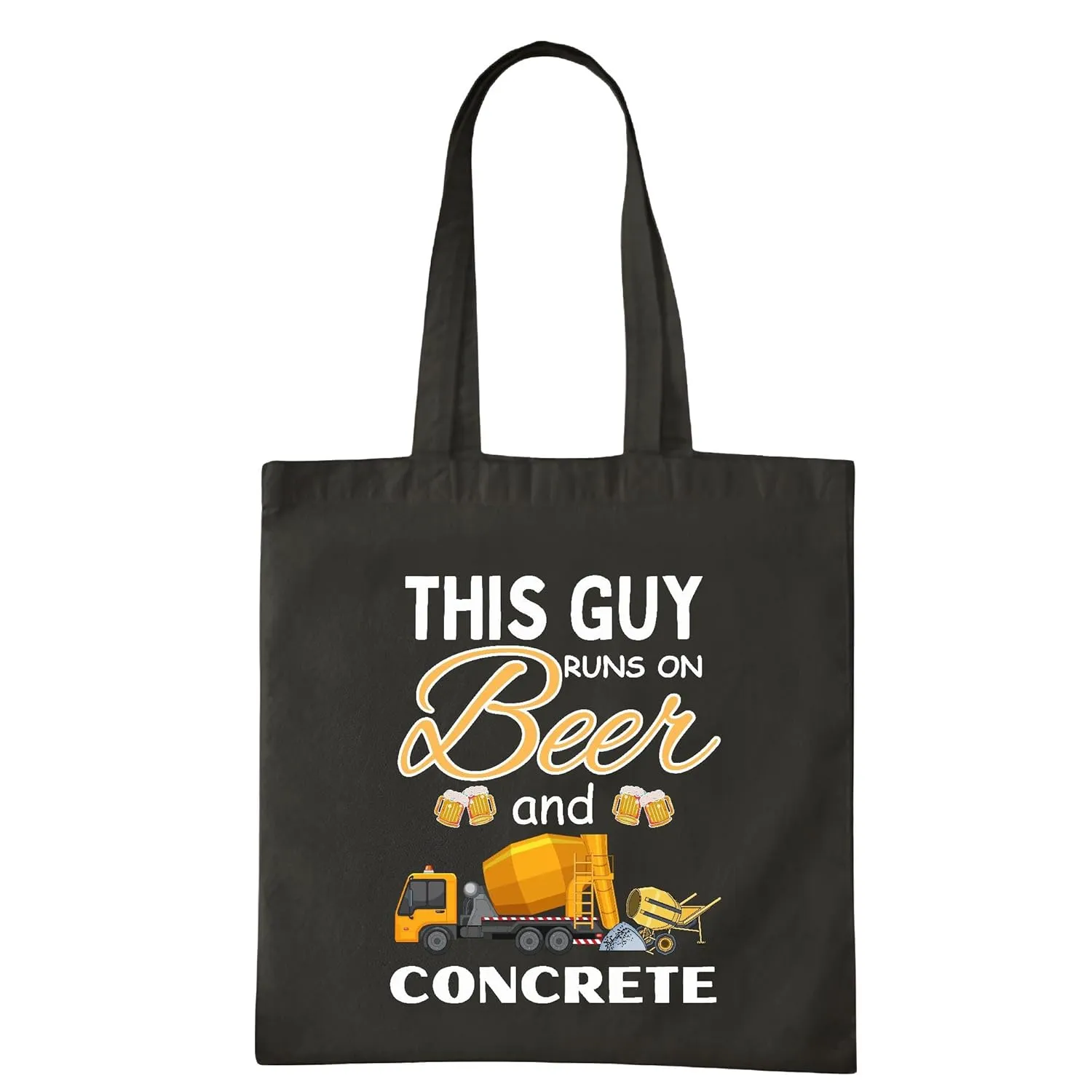 Unique Cement Finisher Gift Ideas Beer and Concrete Tote Bag Funny Navy Black Multicolor Canvas Tote Bag