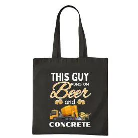 Unique Cement Finisher Gift Ideas Beer and Concrete Tote Bag Funny Navy Black Multicolor Canvas Tote Bag