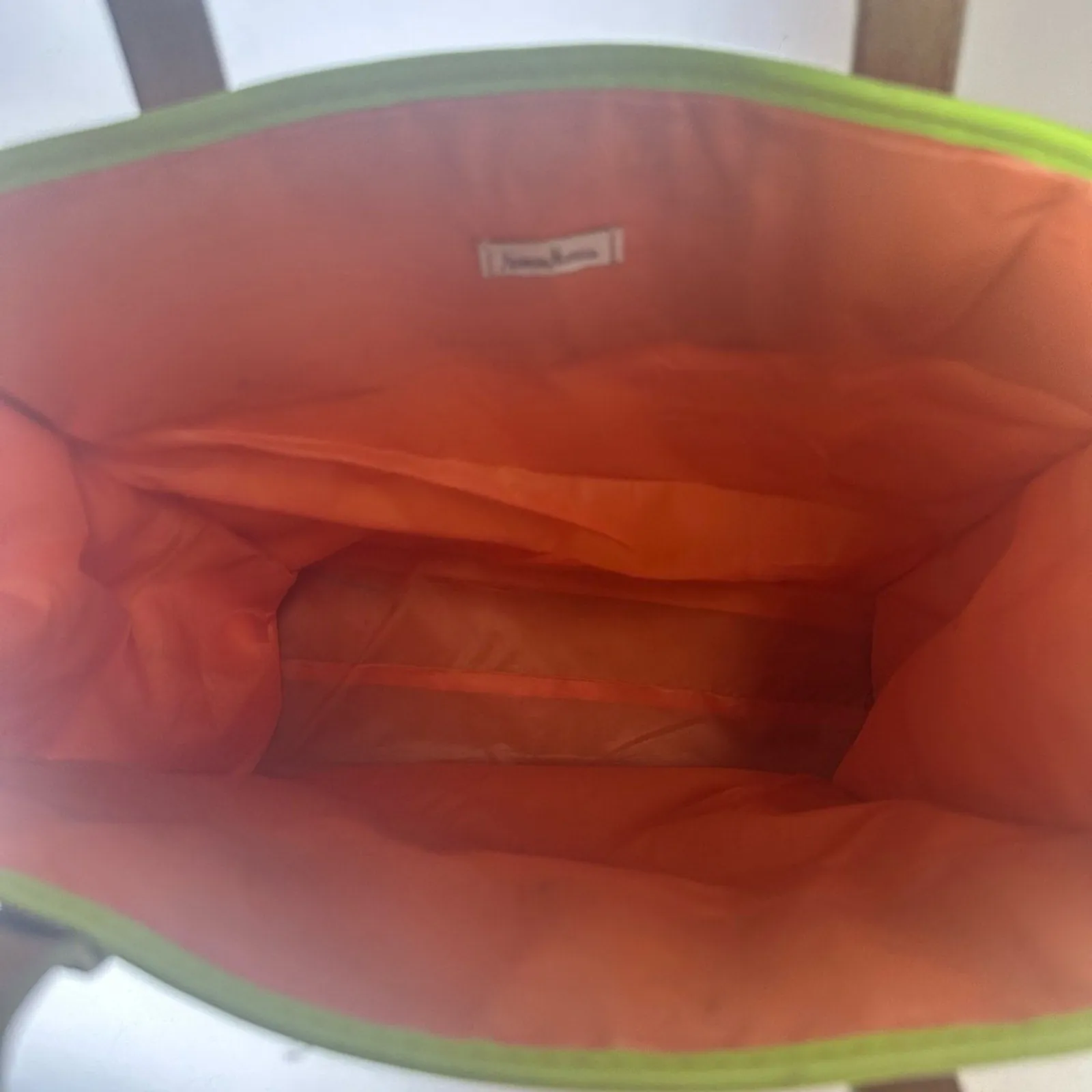 Vibrant Orange and Tan Striped Tote Bag with Sturdy Handles