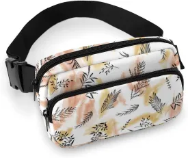 Watercolor Floral Leaves Belt Bag Fanny Pack for Women Men Crossbody Waist Bag Pack Adjustable Casual Bag for Travel Running Workout Cycling