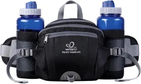 WATERFLY Fanny Pack Waist Bag: Fannie Pack 2 Water Bottle Holders Lumbar Belt Hiking Walking Running Jogging Camping Large Woman Man (Bottle Not Included
