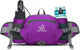 WATERFLY Fanny Pack Waist Bag: Fannie Pack 2 Water Bottle Holders Lumbar Belt Hiking Walking Running Jogging Camping Large Woman Man (Bottle Not Included